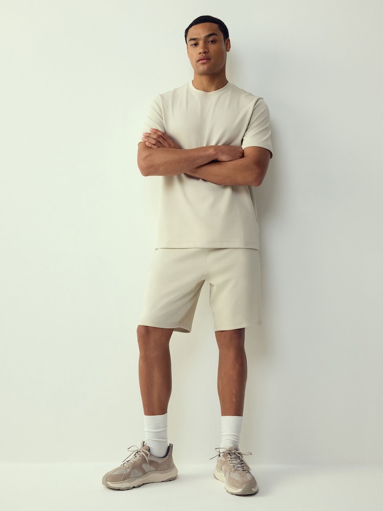 Stone Neutral Regular Fit Smart Soft Touch Heavyweight T-Shirt - Image 2 of 4 Stone Neutral Regular Fit Smart Soft Touch Heavyweight T-Shirt - Image 2 of 4