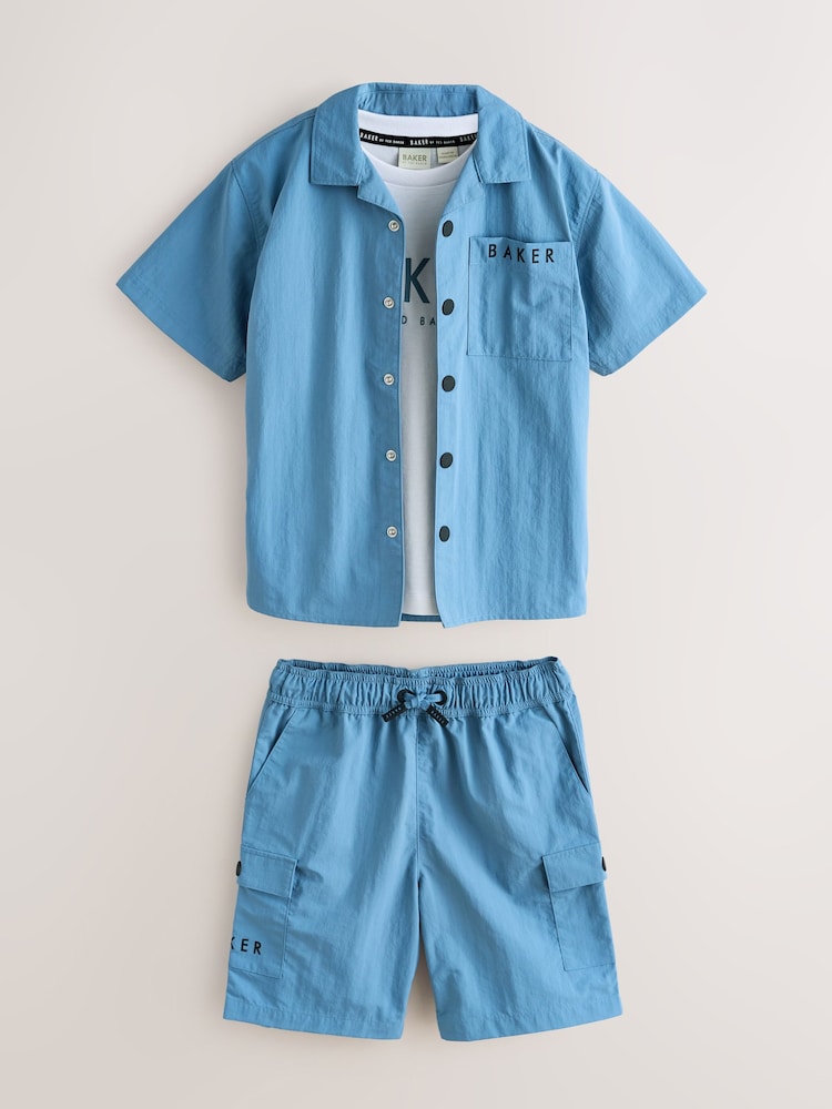 Baker by Ted Baker Blue Shirt, T-Shirt and Shorts Set - Image 1 of 16