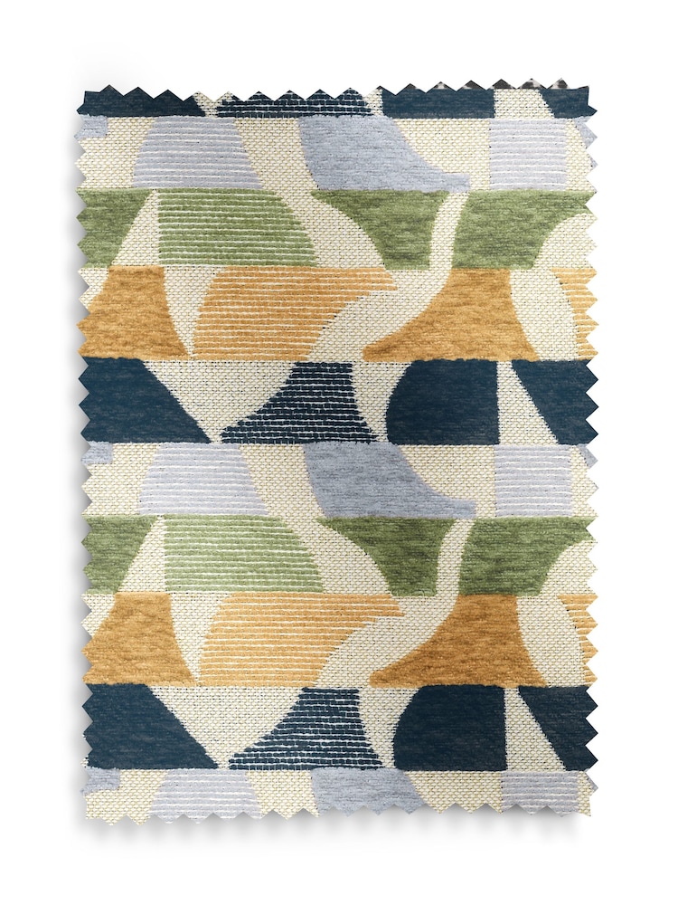 Ochre Yellow Green & Dark Grey Broken Geo Upholstery Swatch - Image 1 of 1
