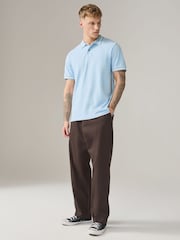 Sky Blue Short Sleeve Tipped Polo Shirt - Image 2 of 7