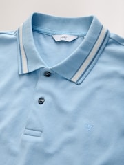 Sky Blue Short Sleeve Tipped Polo Shirt - Image 6 of 7