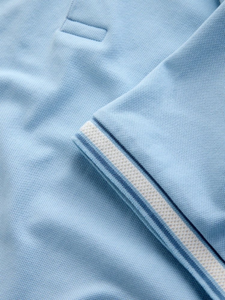 Sky Blue Short Sleeve Tipped Polo Shirt - Image 7 of 7