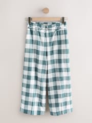 Blue Gingham Linen Rich Belted Culottes - Image 5 of 7