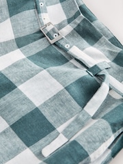 Blue Gingham Linen Rich Belted Culottes - Image 6 of 7