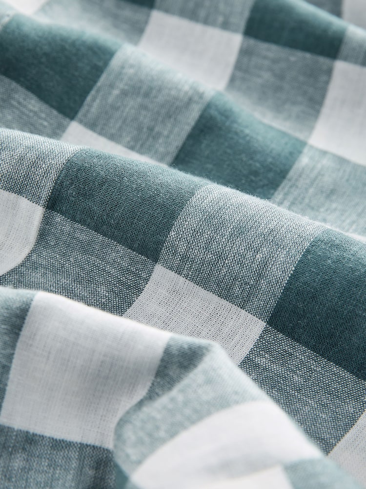 Blue Gingham Linen Rich Belted Culottes - Image 7 of 7 Blue Gingham Linen Rich Belted Culottes - Image 7 of 7