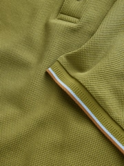 Olive Green Short Sleeve Tipped Polo Shirt - Image 10 of 10