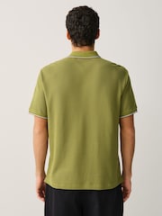 Olive Green Short Sleeve Tipped Polo Shirt - Image 4 of 10