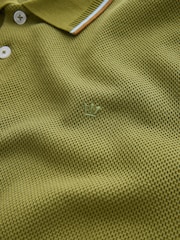 Olive Green Short Sleeve Tipped Polo Shirt - Image 9 of 10