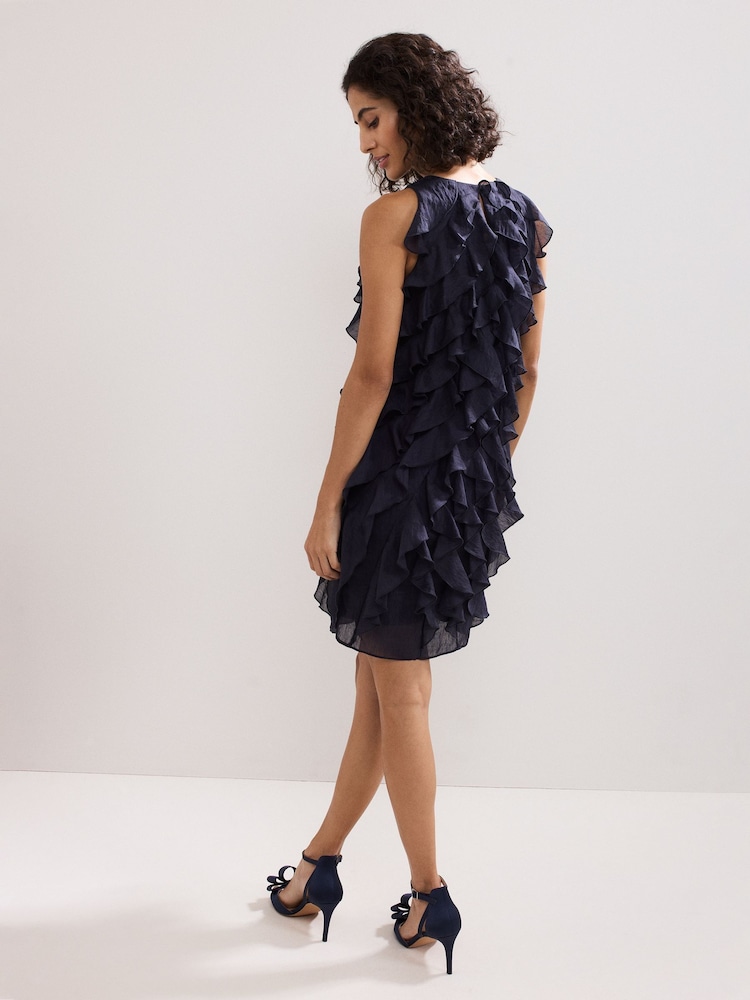 Phase Eight Blue Latara Ruffle Dress - Image 2 of 6