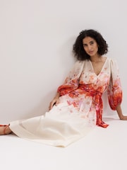 Phase Eight White Jaslyn Floral Print Dress - Image 4 of 7