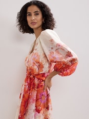 Phase Eight White Jaslyn Floral Print Dress - Image 6 of 7