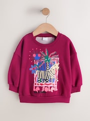 Burgundy Red Zebra Crew Neck Sweatshirt (3mths-7yrs) - Image 5 of 8