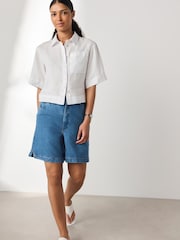 White N. Premium 100% Linen Short Sleeve Shirt - Image 3 of 8