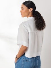 White N. Premium 100% Linen Short Sleeve Shirt - Image 4 of 8