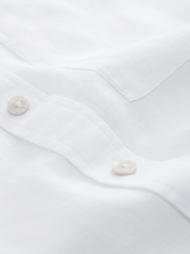 White N. Premium 100% Linen Short Sleeve Shirt - Image 8 of 8