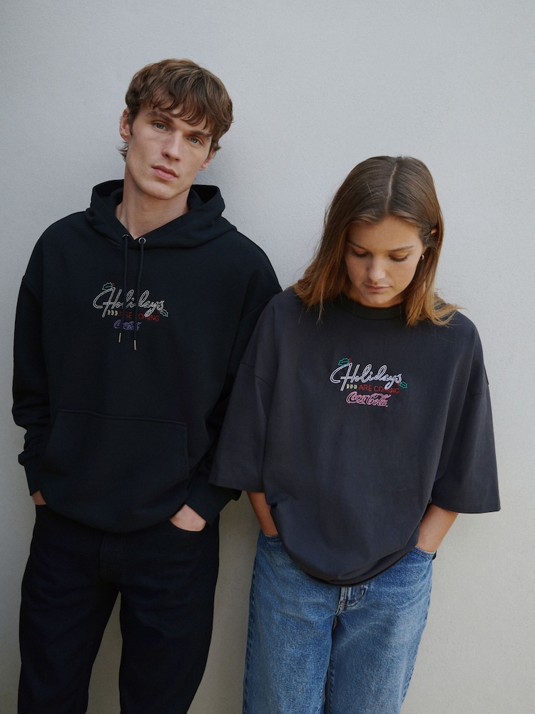 Black Christmas Coca Cola Graphic License Hoodie - Image 4 of 4 Black Christmas Coca Cola Graphic License Hoodie - Image 4 of 4