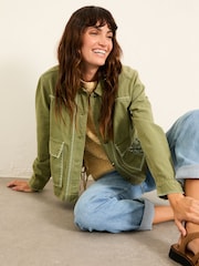 FatFace Grace Khaki Green Embroidered Jacket - Image 1 of 5