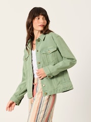 FatFace Tasha Green Petite Denim Jacket - Image 1 of 6