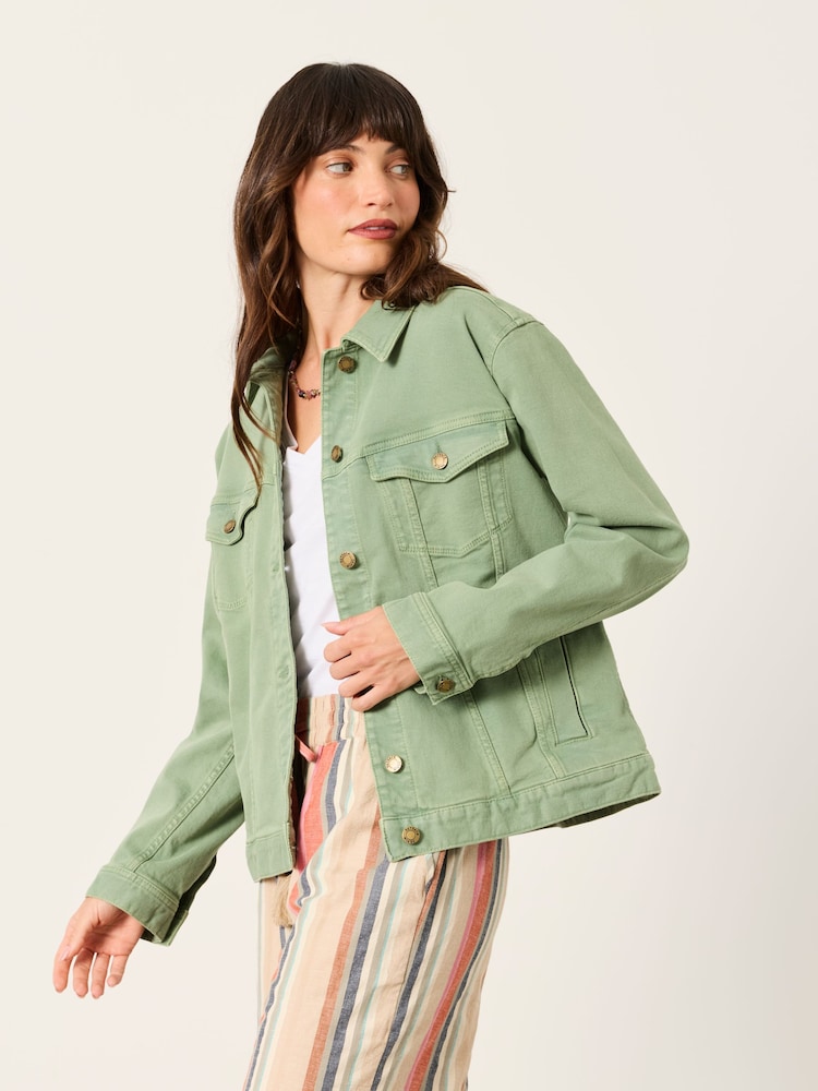 FatFace Tasha Green Petite Denim Jacket - Image 1 of 6