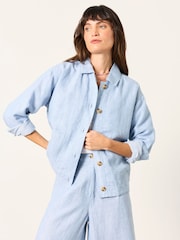 FatFace Darcy Blue Petite Linen Jacket - Image 1 of 7