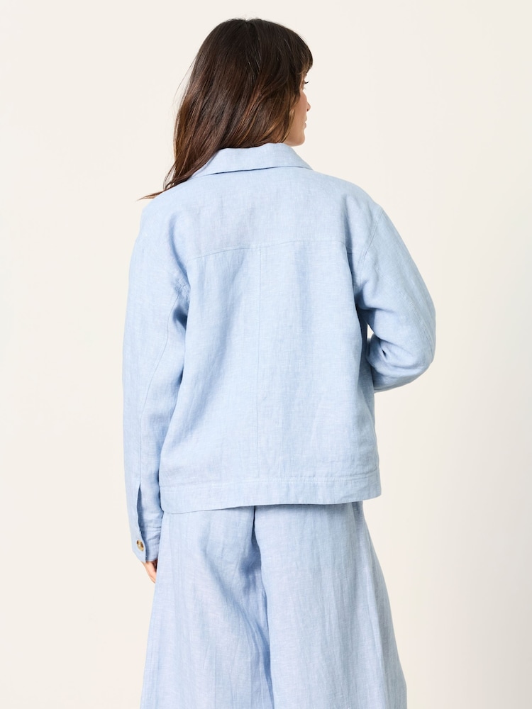 FatFace Darcy Blue Petite Linen Jacket - Image 2 of 7