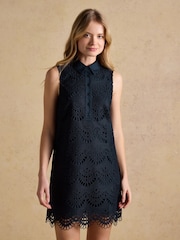 Joules Taylor Navy Broderie Shift Dress - Image 1 of 7