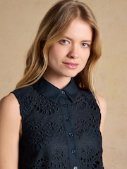 Joules Taylor Navy Broderie Shift Dress - Image 5 of 7