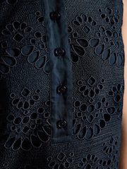 Joules Taylor Navy Broderie Shift Dress - Image 6 of 7