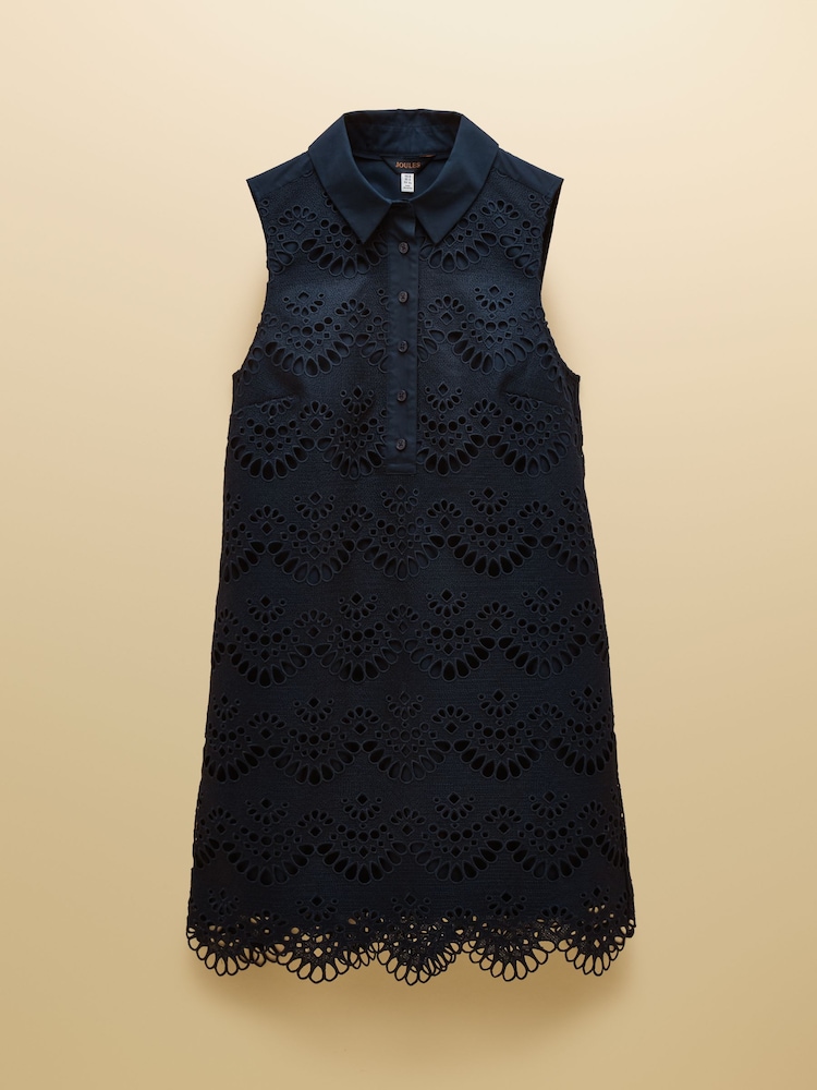 Joules Taylor Navy Broderie Shift Dress - Image 7 of 7