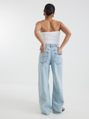 Blugi drepți cu talie înaltă și croi lejer River Island Petite - Imaginea 2 din 4