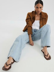 Blugi drepți cu talie înaltă și croi lejer River Island Petite - Imaginea 3 din 4