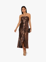 Adrianna By Adrianna Papell Foiled Jersey Midi Dress - Image 3 of 6