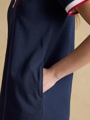 Joules Evie Navy V-Neck Short Sleeve Dress with Collar - Image 5 of 7