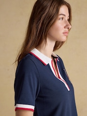 Joules Evie Navy V-Neck Short Sleeve Dress with Collar - Image 6 of 7