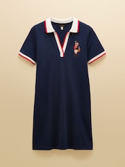 Joules Evie Navy V-Neck Short Sleeve Dress with Collar - Image 7 of 7