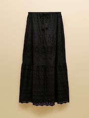 Joules Broderie Tiered Black Maxi Skirt - Image 6 of 6