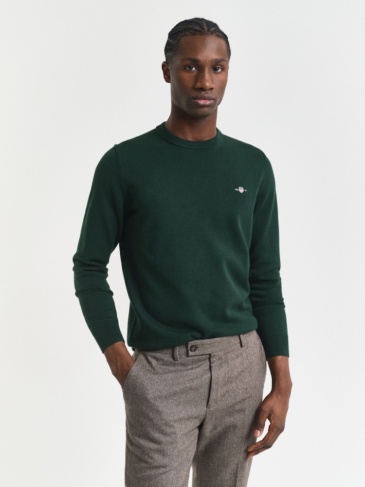 GANT Dark Green Classic Cotton Crew Neck Knit Jumper - Image 1 of 4