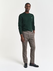 GANT Dark Green Classic Cotton Crew Neck Knit Jumper - Image 3 of 4