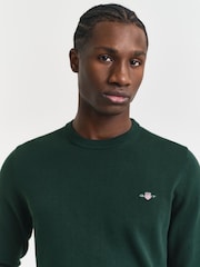 GANT Dark Green Classic Cotton Crew Neck Knit Jumper - Image 4 of 4