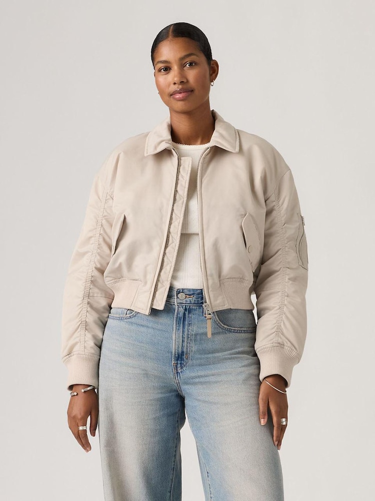 Levi's® Grey Bowie Crop Bomber Jacket - Image 2 of 6