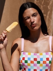 Eleanor Bowmer Multi Check Bandeau Tummy Control Swimsuit - Image 3 of 9