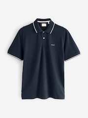 GANT Navy Tipped Pique Polo Shirt - Image 1 of 1