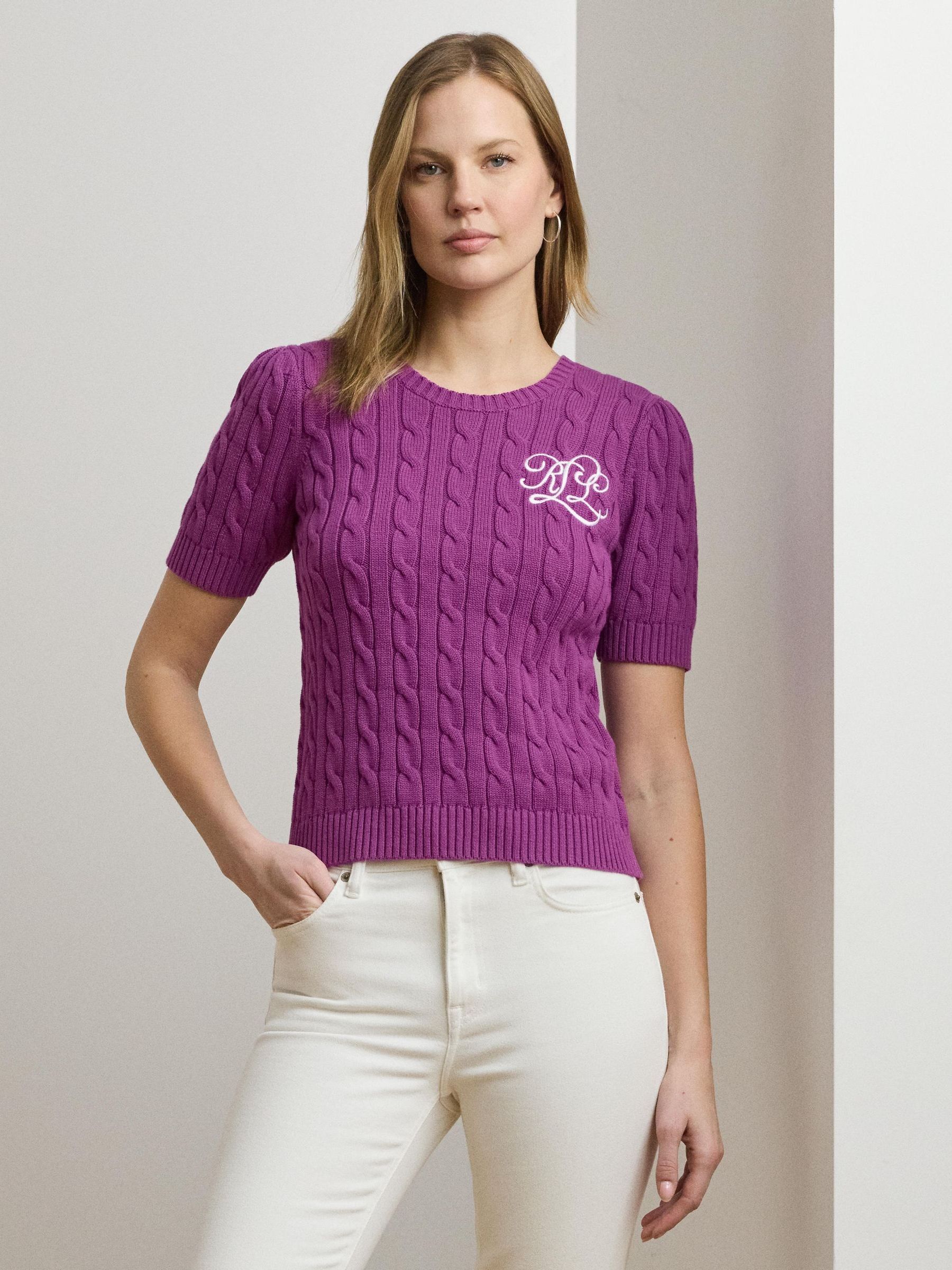 Buy Lauren Ralph Lauren Purple Tarjyll Cable Knit Embroidered Logo