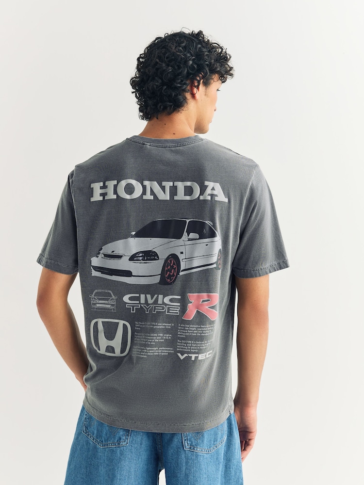 Grey Honda Civic Type R Hot Hatch Car Graphic T-Shirt - Image 1 of 8 Grey Honda Civic Type R Hot Hatch Car Graphic T-Shirt - Image 1 of 8
