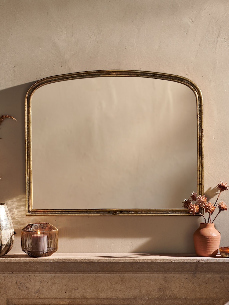 Nkuku Brass Almora Arched Mirror - Image 1 of 2 Nkuku Brass Almora Arched Mirror - Image 1 of 2