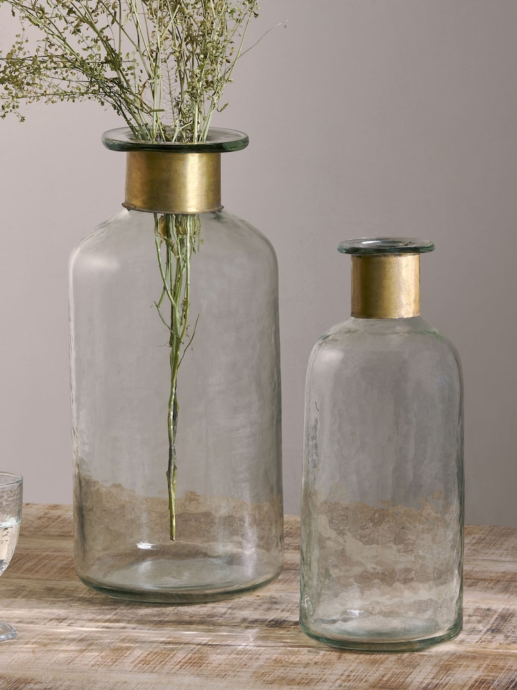 Nkuku Clear Chara Hammered Bottle - Image 1 of 4