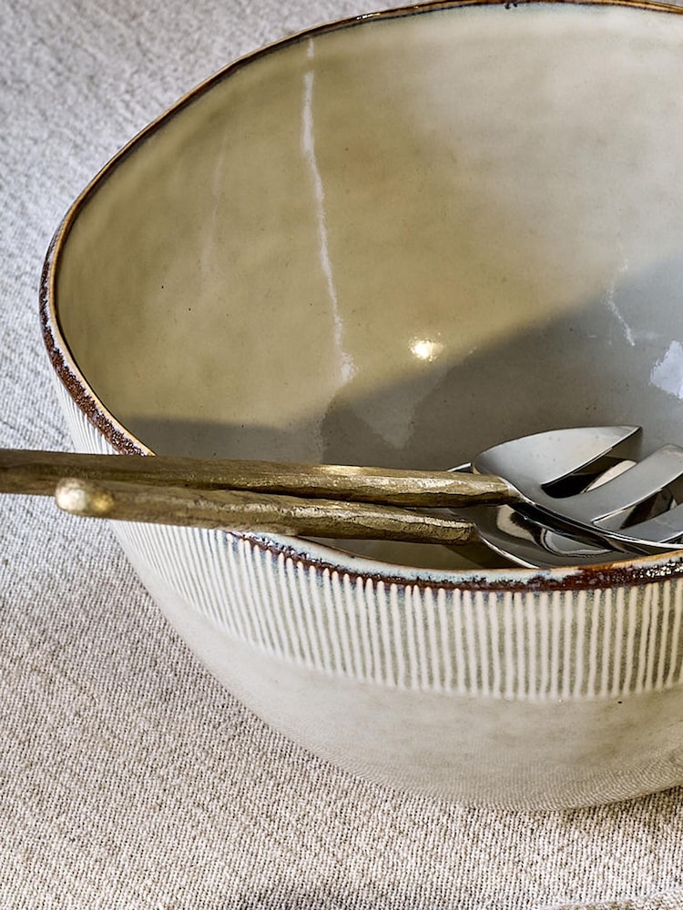 Nkuku Cream Malia Serving Bowl - Image 2 of 3 Nkuku Cream Malia Serving Bowl - Image 2 of 3