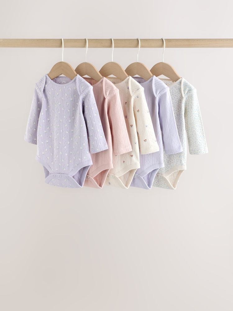 סגול - מארז 5 בגדי גוף לתינוקות עם שרוול ארוך - תמונה 1 מתוך 14