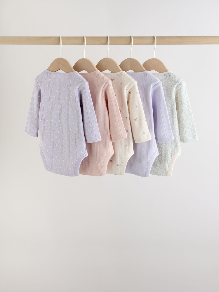 סגול - מארז 5 בגדי גוף לתינוקות עם שרוול ארוך - תמונה 2 מתוך 14