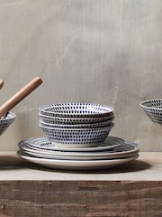 Nkuku Cream Indigo Drop Ceramic Dinnerware Set - Image 2 of 3